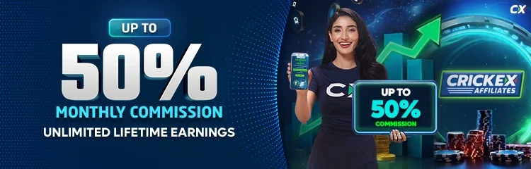 Crickex affiliates: up to 50% monthly commission, unlimited lifetime earnings